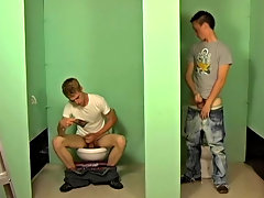 Nevin Scott is having a sneaky jerkoff in a bathroom, when Braden Fox just happens to stumble upon him and hear his jerkoff session