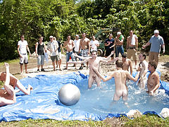 I mean its not embarrassing sufficiently playing bare in a wicked fake pool gay group sex 6 guys