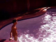 They move into the pool where Chad is bent over and filled by Lexx's bare, hard dick outdoor male public nudity